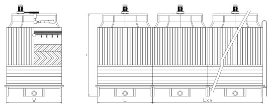 橫流方型冷卻塔外形圖